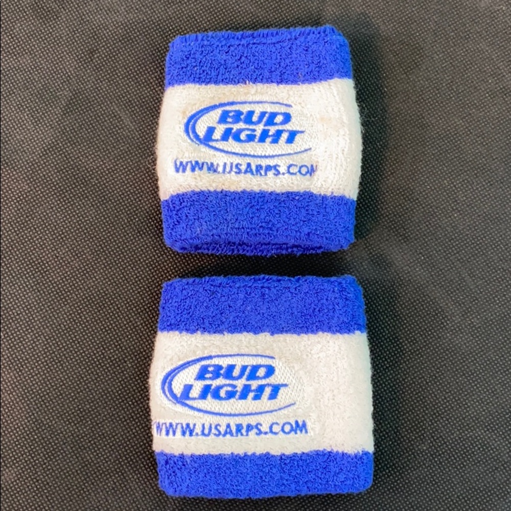 Rare Pair Bud Light Wristbands Blue and White
